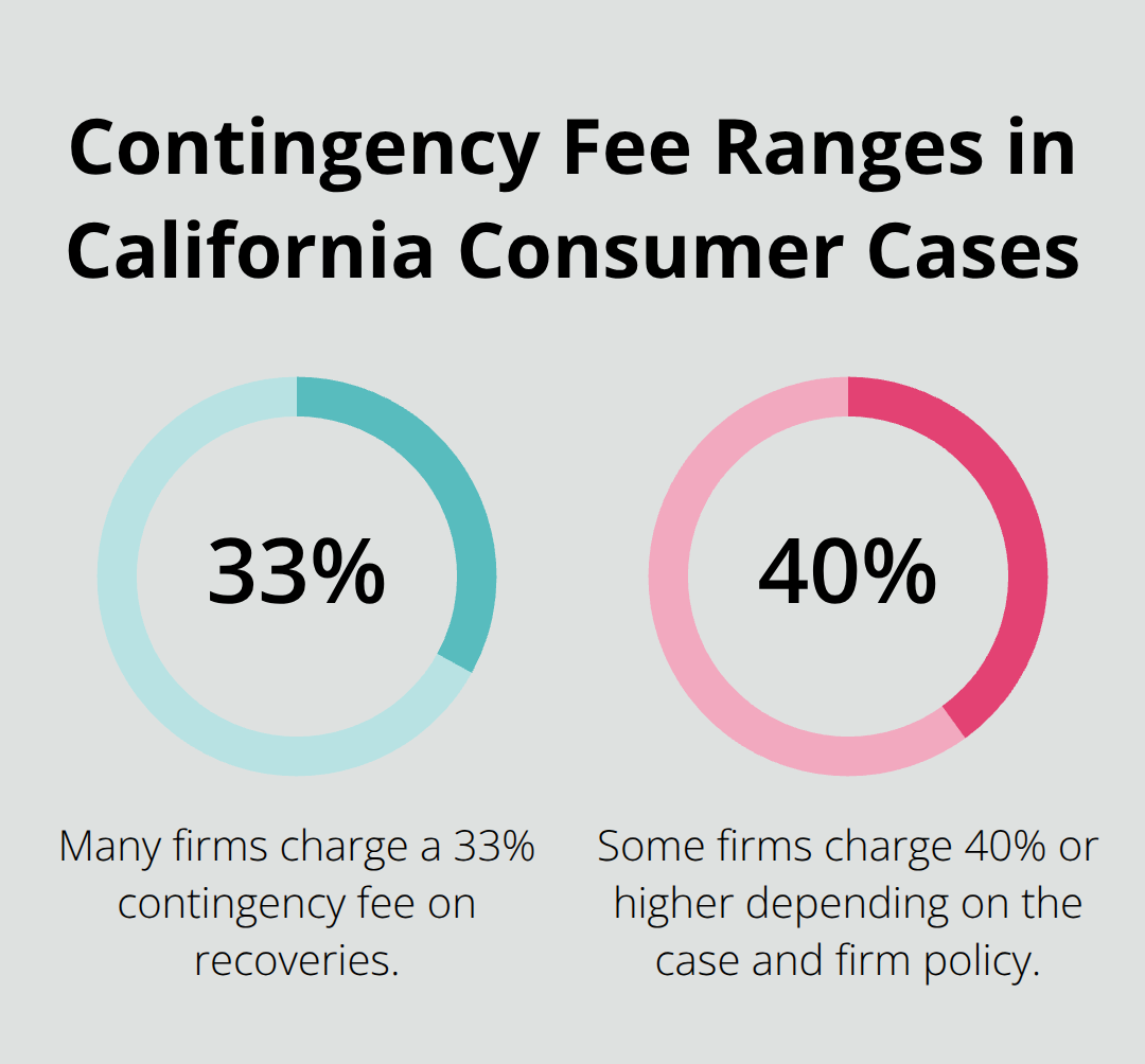 Comparison of common contingency percentages charged by attorneys