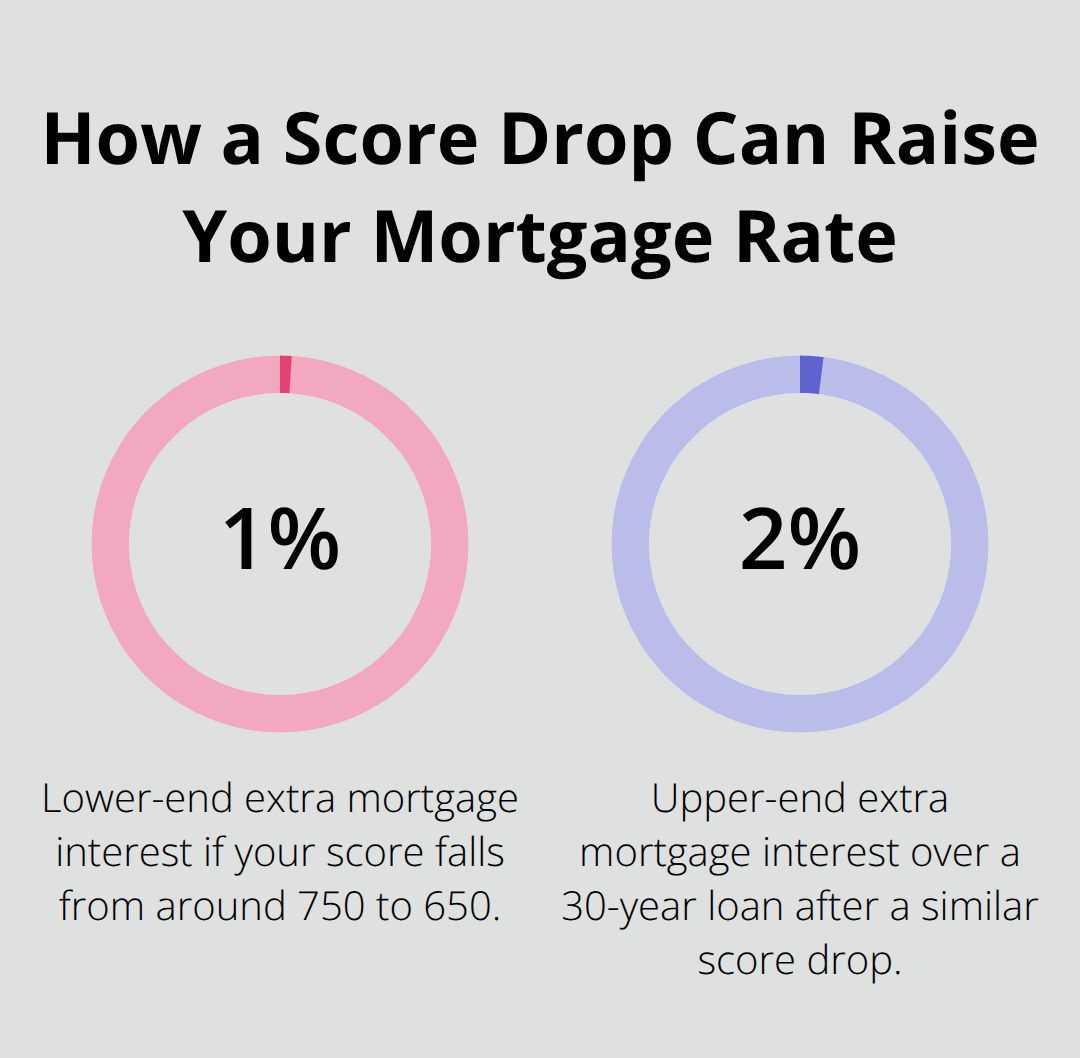 Chart showing 1% to 2% potential mortgage interest increase after a 100-point score drop