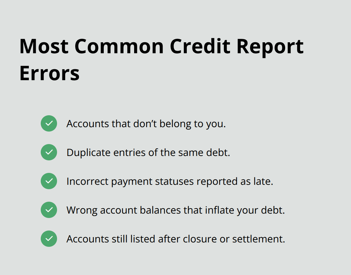 Checklist of frequent credit report inaccuracies consumers see in California