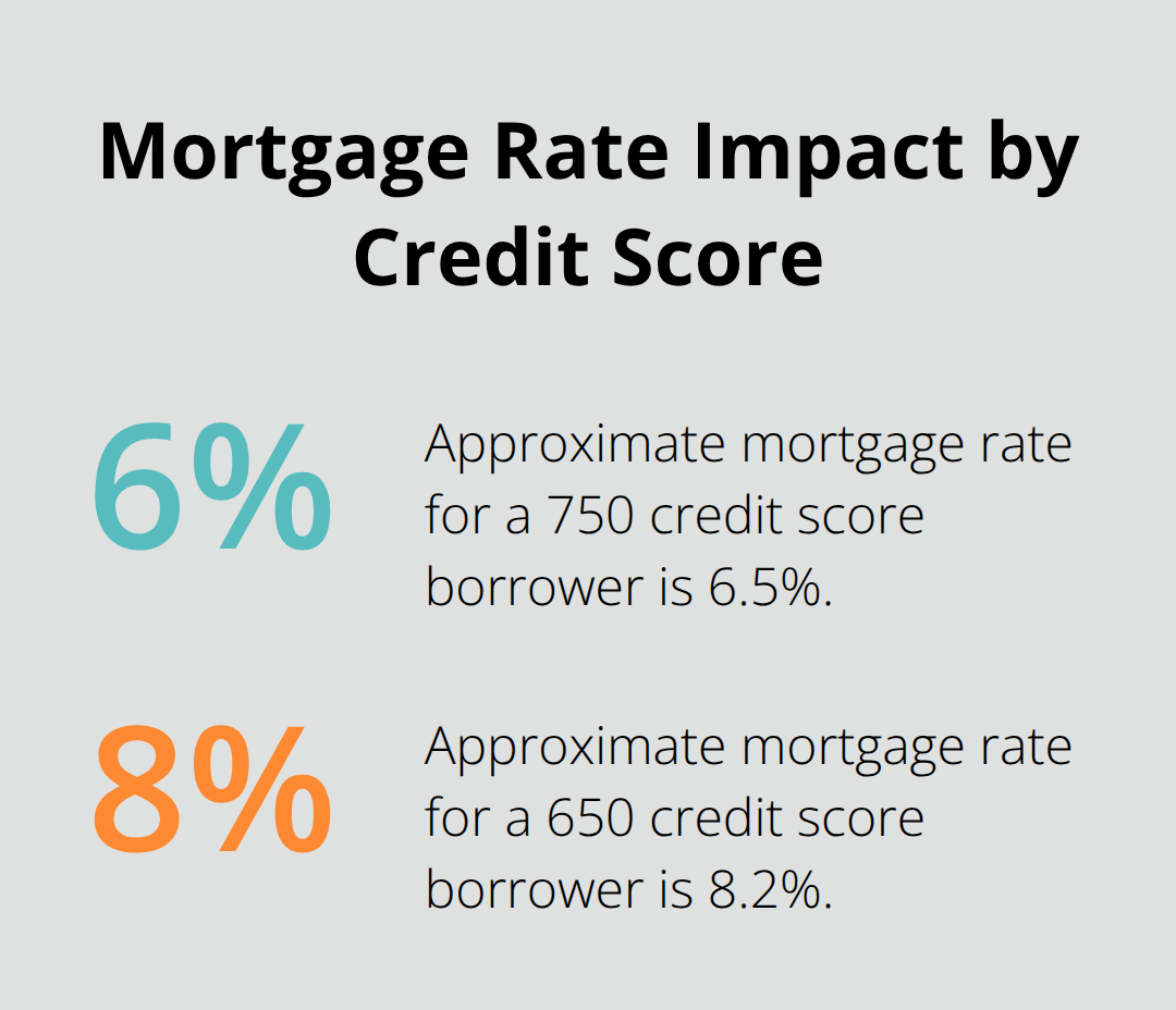 Comparison of mortgage interest rates for 750 vs. 650 credit scores in the United States. - Credit dispute attorney California