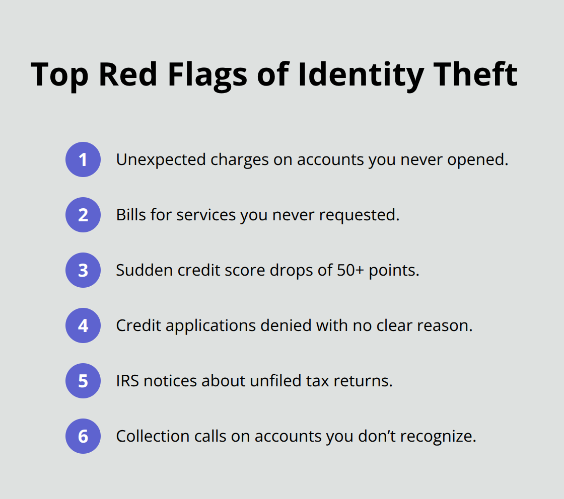 Compact list of the most common red flags that indicate identity theft - Credit identity theft lawyer
