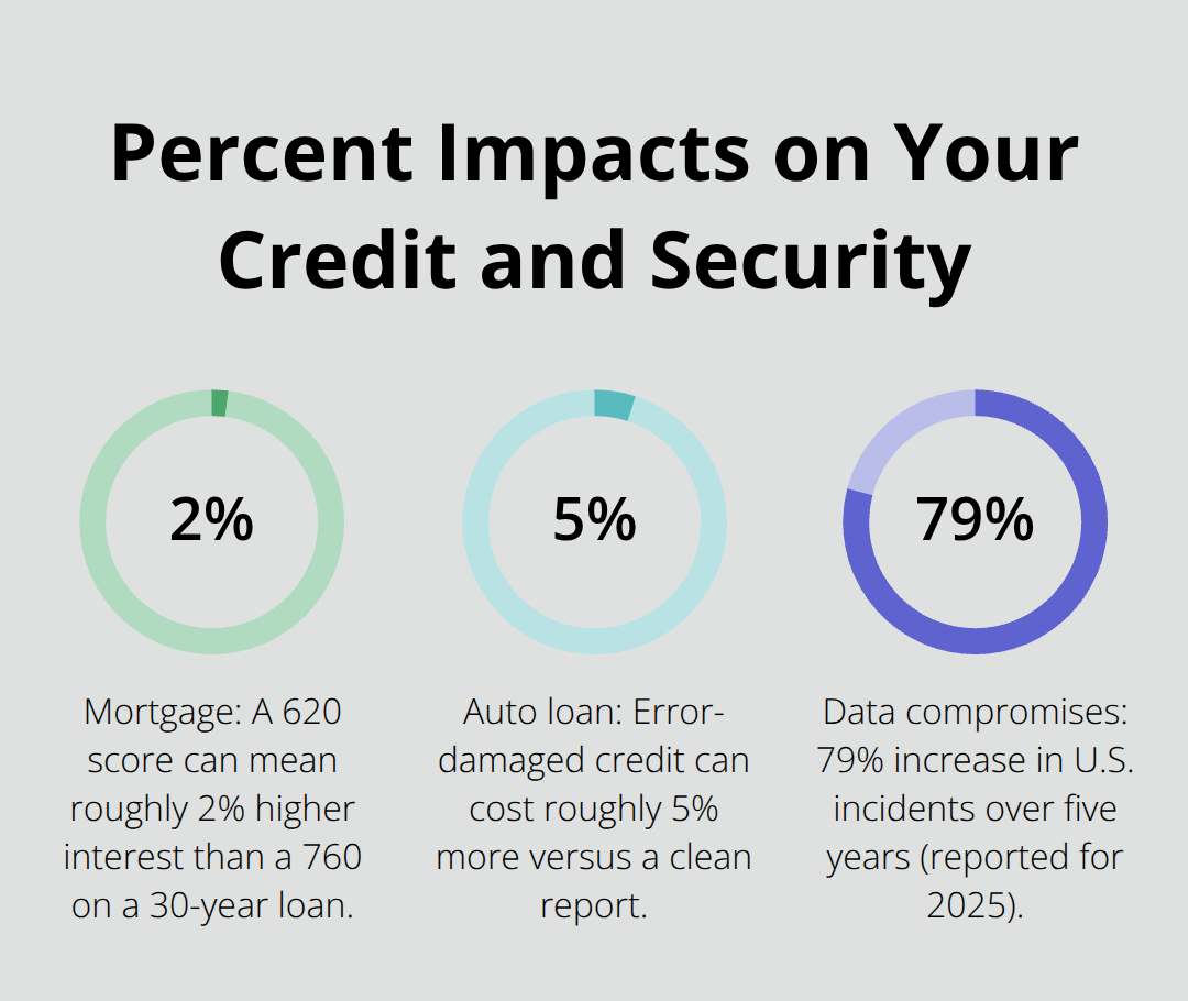 Chart showing how 2%, 5%, and 79% differences impact loans and data breaches - Credit reporting tips CA