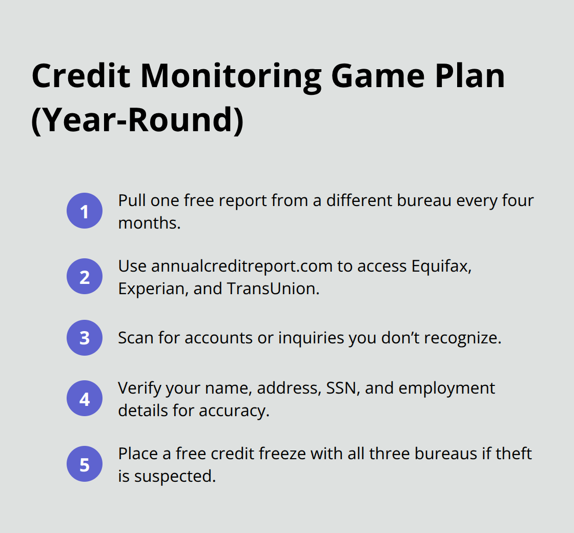 Step-by-step plan to monitor your credit throughout the year and catch identity theft early. - Identity theft consumer protection